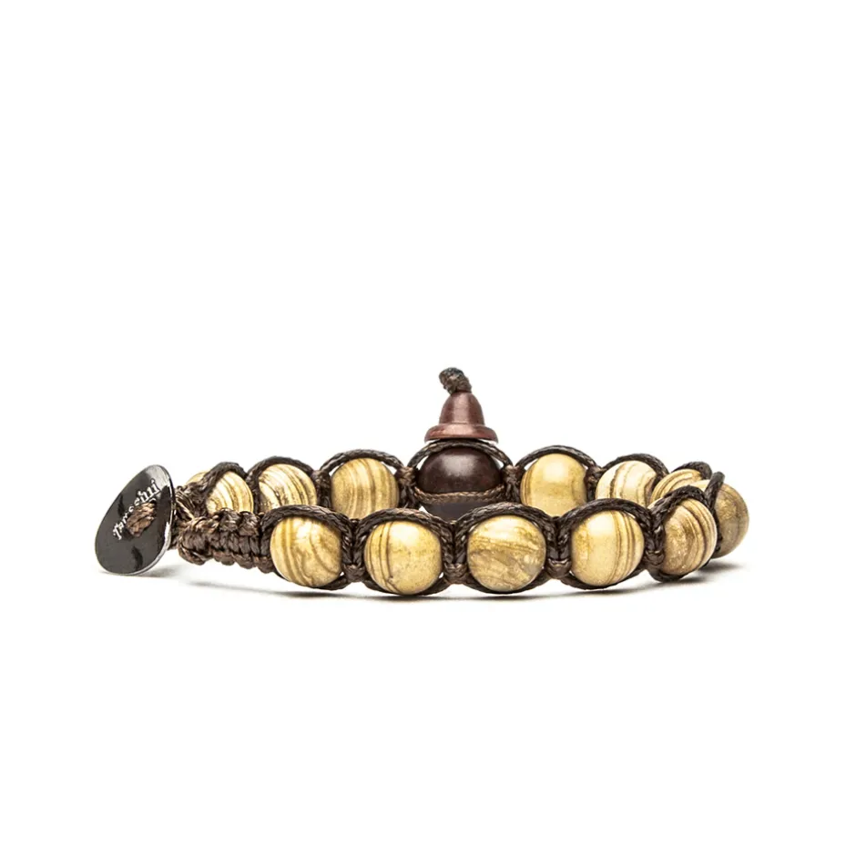 Best Bracciale Tamashii Originale Tibetano In Diaspro Giallo Striato Gioielli Tamashii