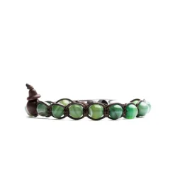 Outlet Bracciale Tamashii Originale Tibetano Con Agata Verde Striata Gioielli Tamashii