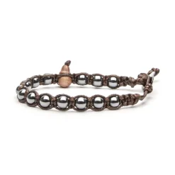 Sale Bracciale Tamashii Originale Tibetano in Ematite Grigia Lucida Gioielli Tamashii