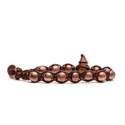 Discount Bracciale Tamashii Originale Tibetano Con Perle Brown MM. 7 Gioielli Tamashii
