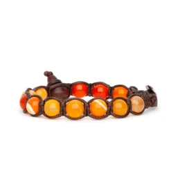 Outlet Bracciale Tamashii Tibetano Orange Lace Agate Gioielli Tamashii