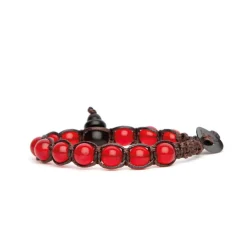 Clearance Bracciale Tamashii Tibetano Shungite con Agata Rosso Passione Gioielli Tamashii
