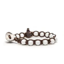 Sale Bracciale Tamashii Tibetano con Agata Bianca 6mm Gioielli Tamashii