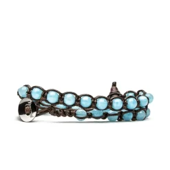 Best Bracciale Tamashii Tibetano a Doppio Filo con Giada Sky Blue Gioielli Tamashii