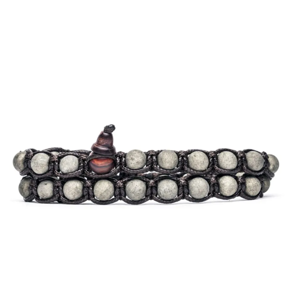 Best Bracciale Tamashii Tibetano a Doppio Filo con Pirite Opaca Gioielli Tamashii