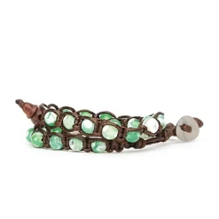 Sale Bracciale Tamashii Tibetano a Doppio Filo con Agata Verde Cracked Gioielli Tamashii