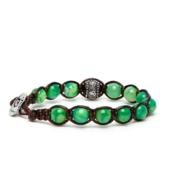 Online Bracciale Tamashii Tibetano Ruota della Preghiera Agata Verde Menta Gioielli Tamashii