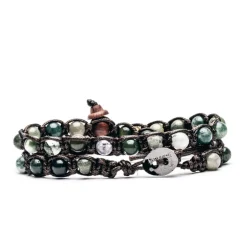 Discount Bracciale Tamashii Tibetano a Doppio Filo Agata Muschiata Gioielli Tamashii