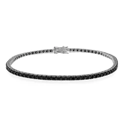Clearance Bracciale Tennis in Oro Bianco con Diamanti Neri 1,60 Carati Bracciali Tennis