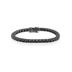 Online Bracciale Tennis in Oro Brunito con Diamanti Neri di 4 Carati Bracciali Tennis