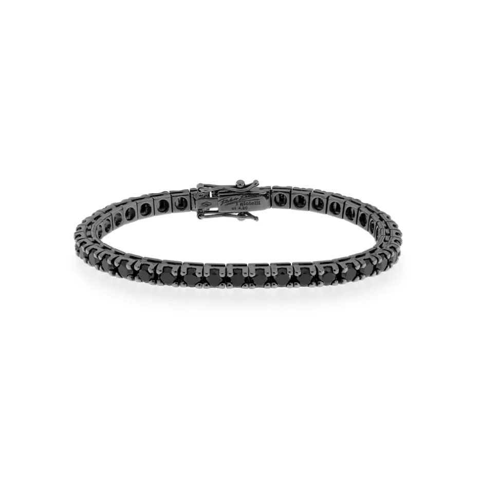 Online Bracciale Tennis in Oro Brunito con Diamanti Neri di 4 Carati Bracciali Tennis