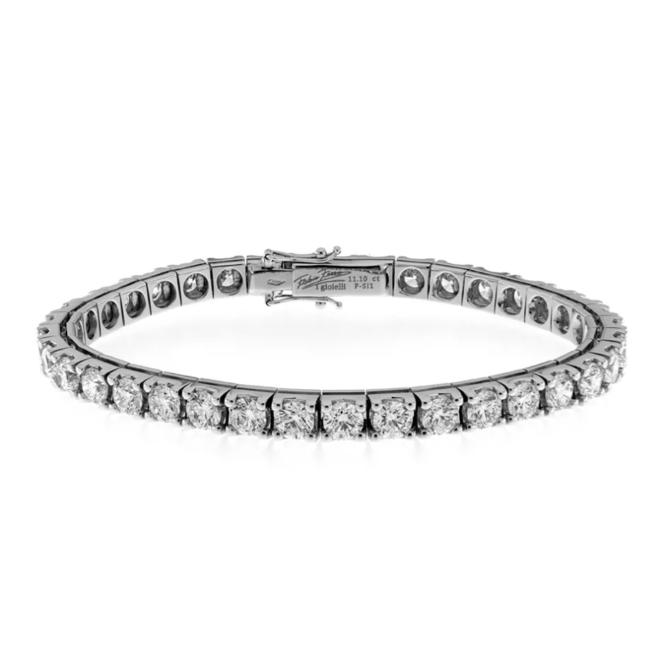 Clearance Bracciale Tennis in Oro Bianco con Diamanti di 11,10 Carati Bracciali Tennis