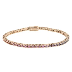 Outlet Bracciale Tennis Rainbow in Oro Rosa con Sfumatura di Zaffiro 5 Carati Bracciali Tennis