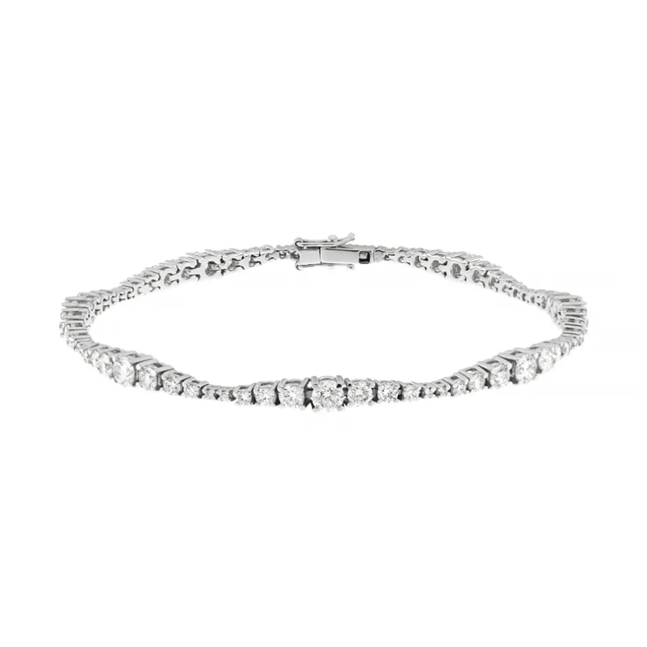 Best Bracciale Tennis Modello Onda in Oro Bianco e Diamanti Bracciali Tennis