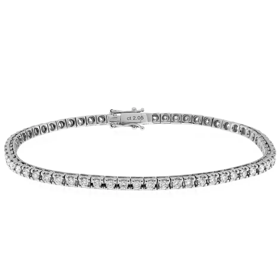 Clearance Bracciale Tennis in Oro Bianco e Diamanti 2,03 Carati Bracciali Tennis