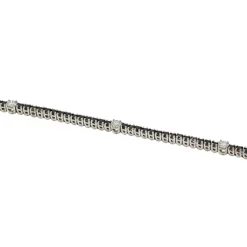 Discount Bracciale Tennis con Diamanti Neri e Bianchi in Oro Bianco Bracciali Tennis