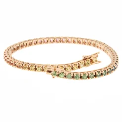 Outlet Bracciale Tennis Rainbow in Oro Rosa con Sfumatura di Zaffiro 5 Carati Bracciali Tennis