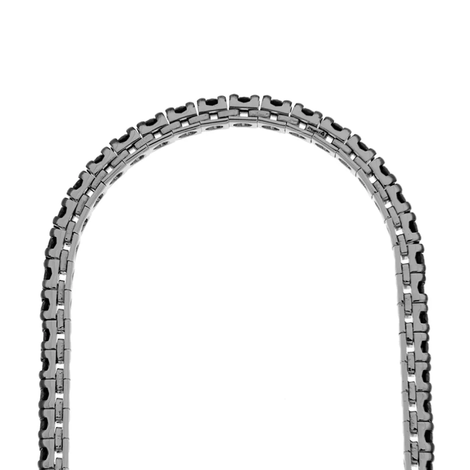 Clearance Bracciale Tennis in Oro Bianco con Diamanti Neri 1,60 Carati Bracciali Tennis