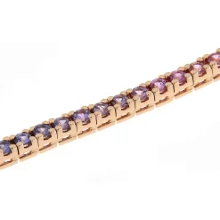 Outlet Bracciale Tennis Rainbow in Oro Rosa con Sfumatura di Zaffiro 5 Carati Bracciali Tennis