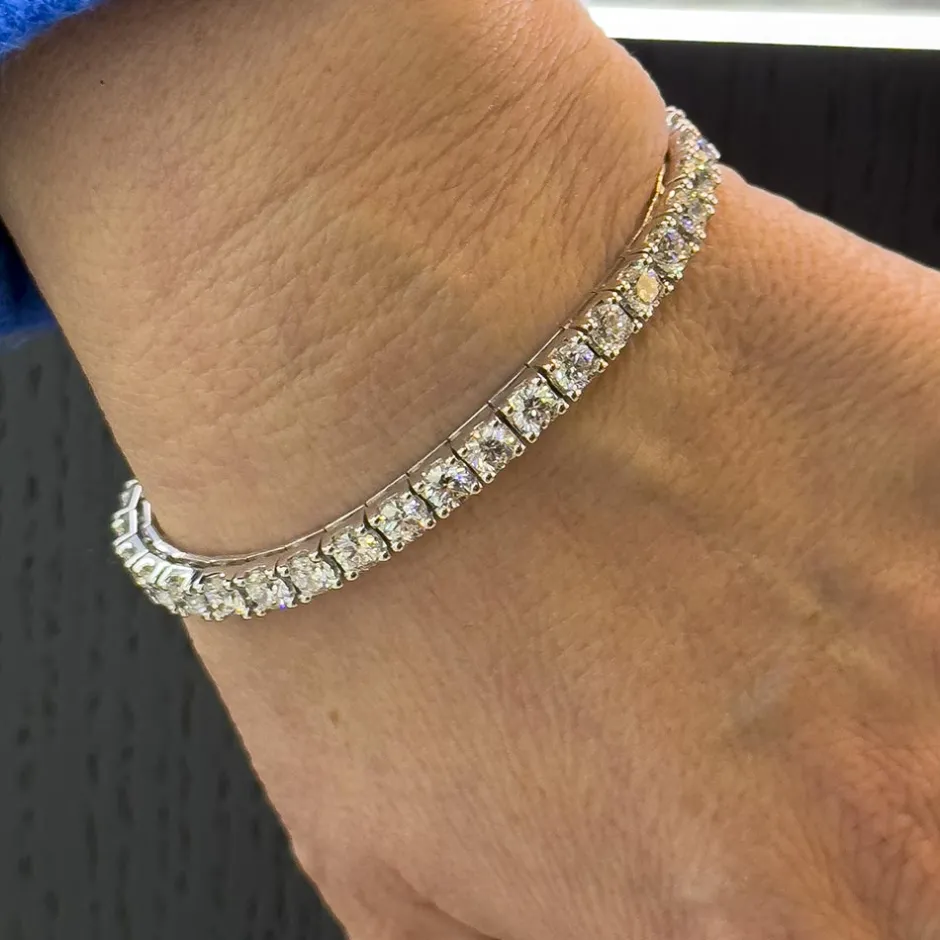 Clearance Bracciale Tennis in Oro Bianco con Diamanti di 11,10 Carati Bracciali Tennis