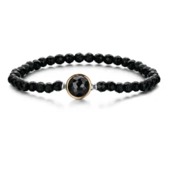 Online Bracciale Ti Sento Milano Donna Elasticizzato Con Onice Nero Sfaccettato Gioielli Ti Sento Milano