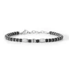 Sale Bracciale Uomo Comete Gioielli In Acciaio e Onice Nero con Zirconi Neri Collezione District Lunghezza Cm. 19 Uomo Gioielli Comete Uomo