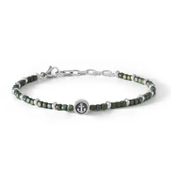 Fashion Bracciale Uomo Comete Gioielli In Acciaio e Ematite Verde Collezione Life UBR 891 Uomo Gioielli Comete Uomo
