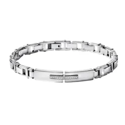 Discount Bracciale Uomo Comete Gioielli Collezione Senior In Acciaio Con Diamanti Taglio Brillante Uomo Gioielli Comete Uomo