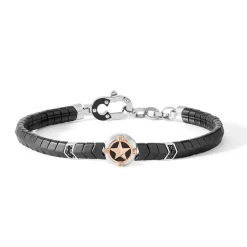 Hot Bracciale Uomo Comete Gioielli in Argento 925 e Ceramica Nera Collezione Stella Polare Uomo Gioielli Comete Uomo