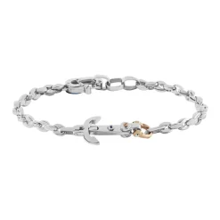 Fashion Bracciale Uomo Comete Gioielli In Acciaio Con Ancora e Cristallo Blu Collezione Deep Sea Uomo Gioielli Comete Uomo