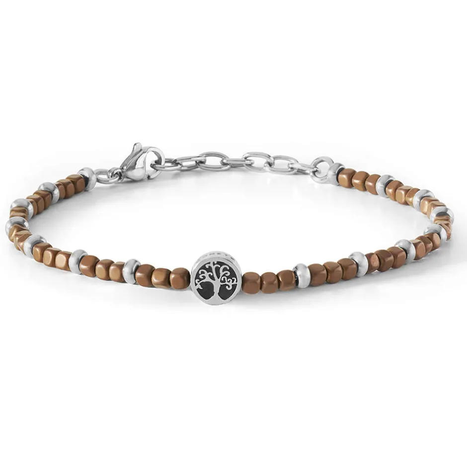 Discount Bracciale Uomo Comete Gioielli In Acciaio e Ematite Marrone Collezione Life Lunghezza Cm. 19 Uomo Gioielli Comete Uomo