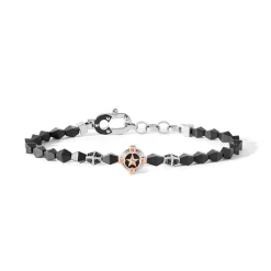 New Bracciale Uomo Comete UBR 919 Argento 925 e Ceramica Nera con Zirconi Neri Collezione Stella Polare Uomo Gioielli Comete Uomo
