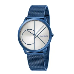 Outlet Calvin Klein Minimal Man Watch in Blue PVD Steel Silver Dial MM. 40 With Milano Jersey Strap Uomo Outlet Orologi | Orologi Calvin Klein Uomo