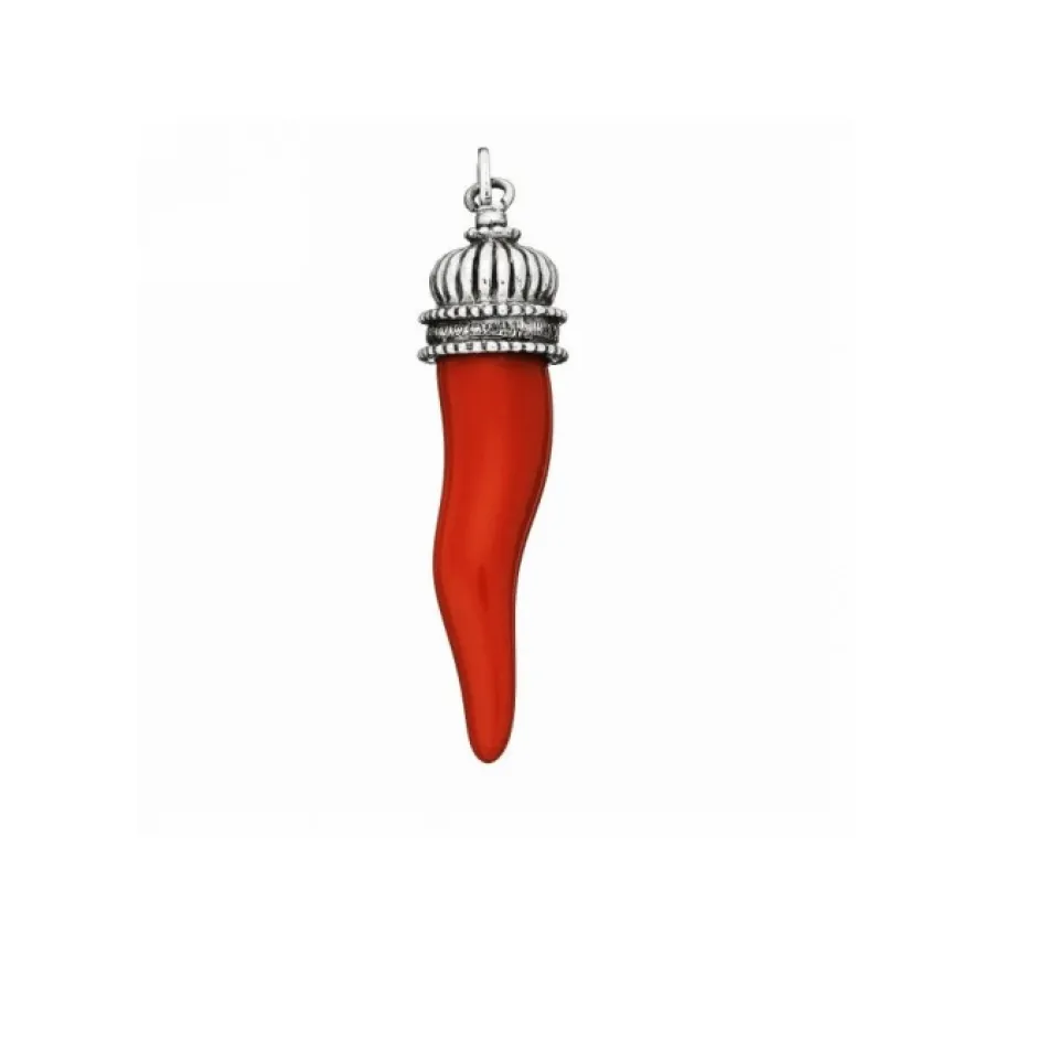 Outlet Charm Giovanni Raspini Corno Medio Rosso Con Cupola Gioielli Giovanni Raspini