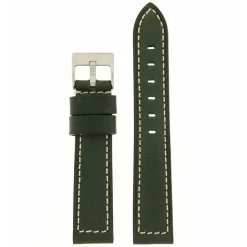 Sale Cinturino in Cuoio Rullato Verde con Impunture Cinturini In Pelle Di Vitello