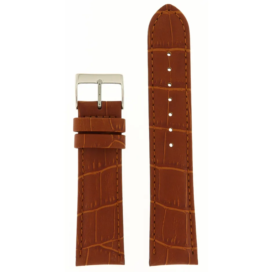 Discount Cinturino in Cuoio Stampato Coccodrillo Marrone Gold Cinturini In Pelle Di Vitello