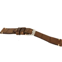 Discount Cinturino in Cuoio Vintage Stampato Coccodrillo Colore Marrone Chiaro Cinturini Vintage