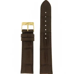 New Cinturino in Pelle di Alligatore Bombato Marrone Scuro Cinturini In Pelle Di Coccodrillo