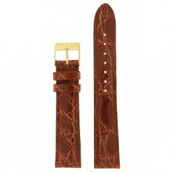 Sale Cinturino in Pelle di Coccodrillo Marrone Gold Extra Lungo Cinturini In Pelle Di Coccodrillo