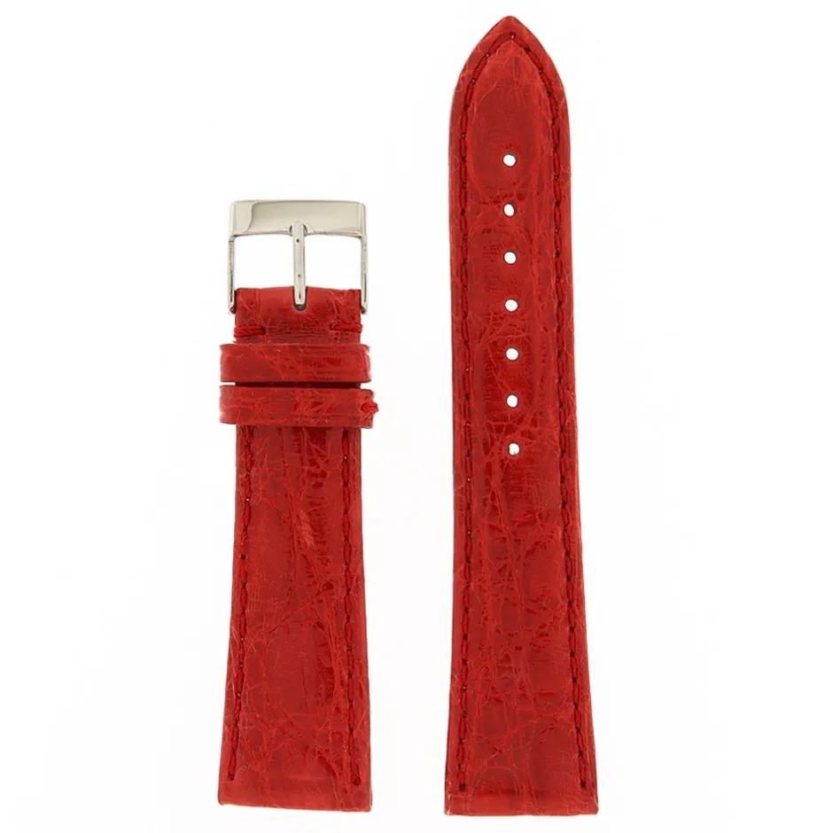 Fashion Cinturino in Pelle di Coccodrillo Rosso Extra Lungo Cinturini In Pelle Di Coccodrillo