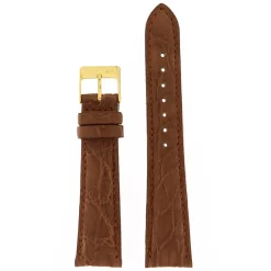 Discount Cinturino in Pelle di Coccodrillo Opaco Imbottito Marrone Chiaro Cinturini In Pelle Di Coccodrillo