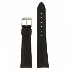 Clearance Cinturino in Pelle di Coccodrillo Opaco Imbottito Nero Cinturini In Pelle Di Coccodrillo
