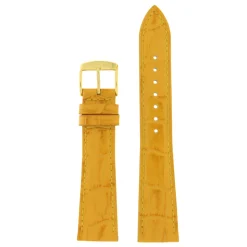 Clearance Cinturino in Pelle di Vitello Stampata Coccodrillo Colore Giallo Cinturini In Pelle Di Vitello
