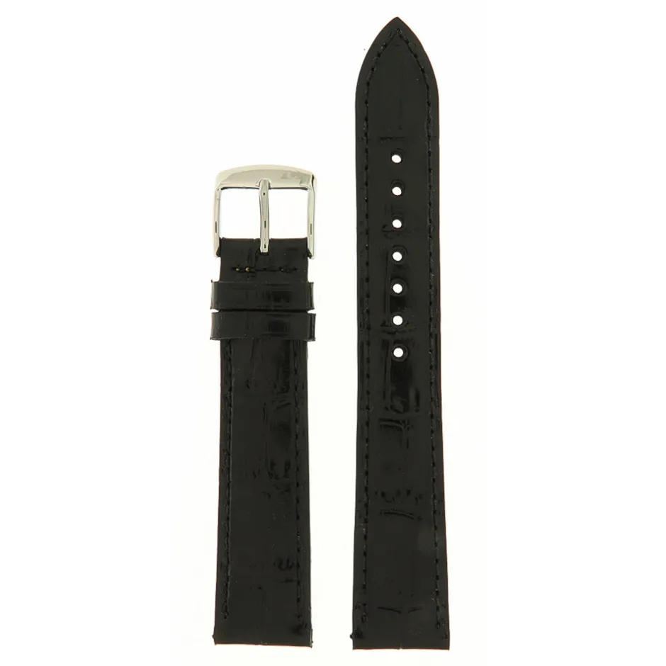 Best Cinturino in Pelle di Vitello Stampata Coccodrillo Colore Nero Cinturini In Pelle Di Vitello