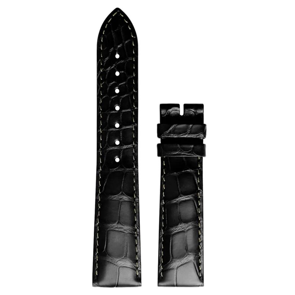 Clearance Cinturino Longines in Pelle di Alligatore Nero 19 mm L682119979 Cinturini Longines