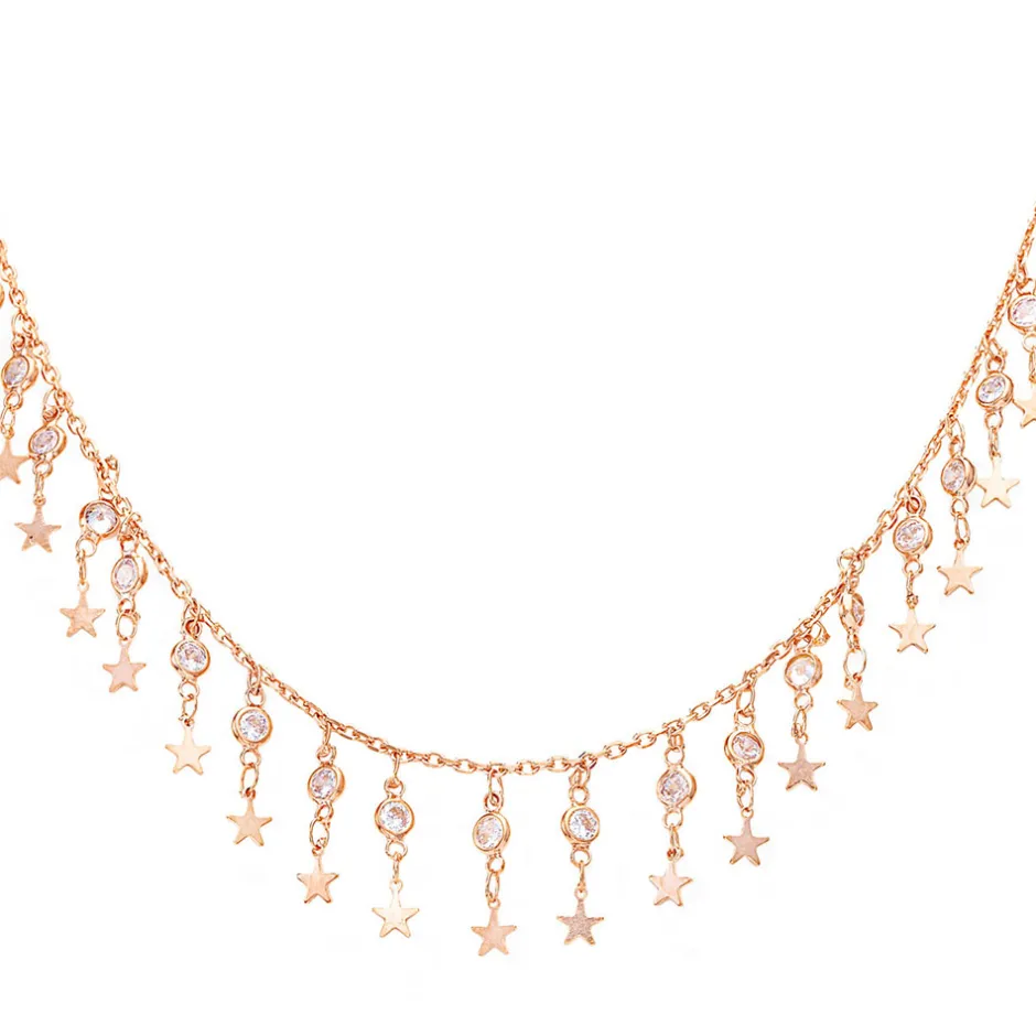 Fashion Collana Amen in Argento 925 Rosè con Chandelier di Stelle e Zirconi Collezione Couture Gioielli Amen | Outlet Gioielli
