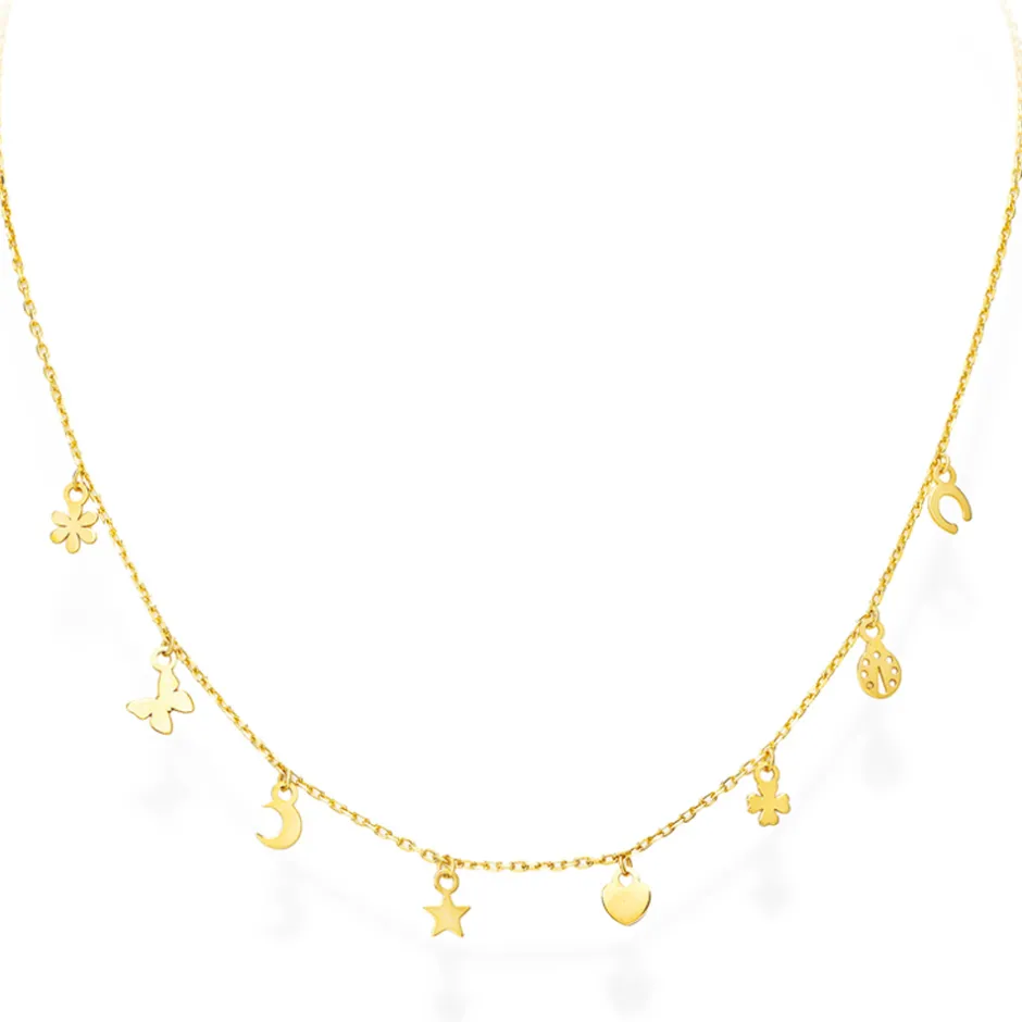 Hot Collana Amen Portafortuna Fantasia in Argento Placcato Oro Giallo Gioielli Amen | Outlet Gioielli