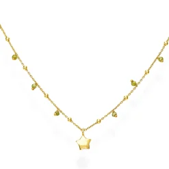 Discount Collana Amen Stella in Argento Placcato Oro Giallo con Cristalli Verdi Gioielli Amen | Outlet Gioielli