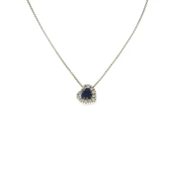 Outlet Collana Bliss Cuore di Zaffiri in Oro Bianco con Diamanti Collane