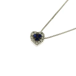Outlet Collana Bliss Cuore di Zaffiri in Oro Bianco con Diamanti Collane